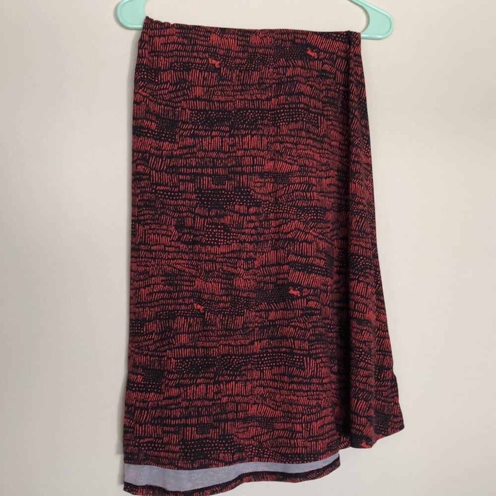 LuLaRoe Maxi Skirt in Red and Black Abstract Print